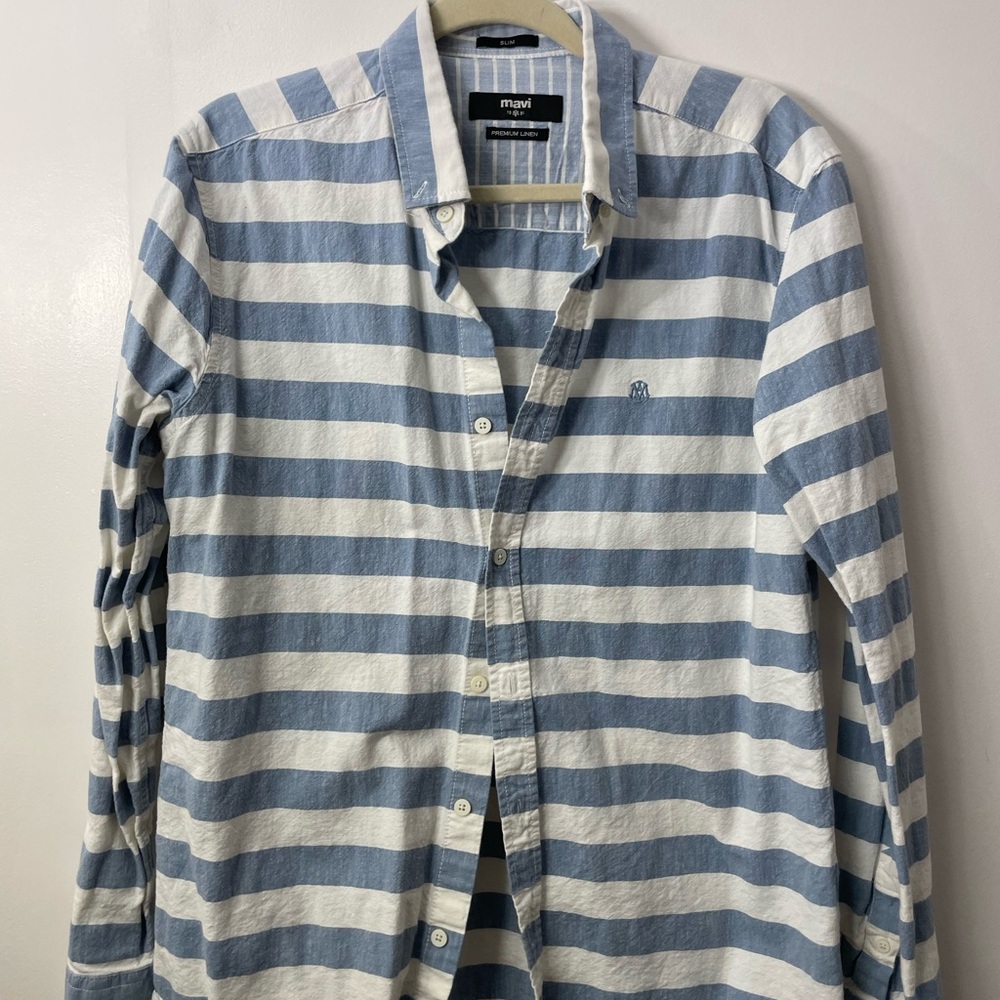 Mavi Blue and White Striped Shirt